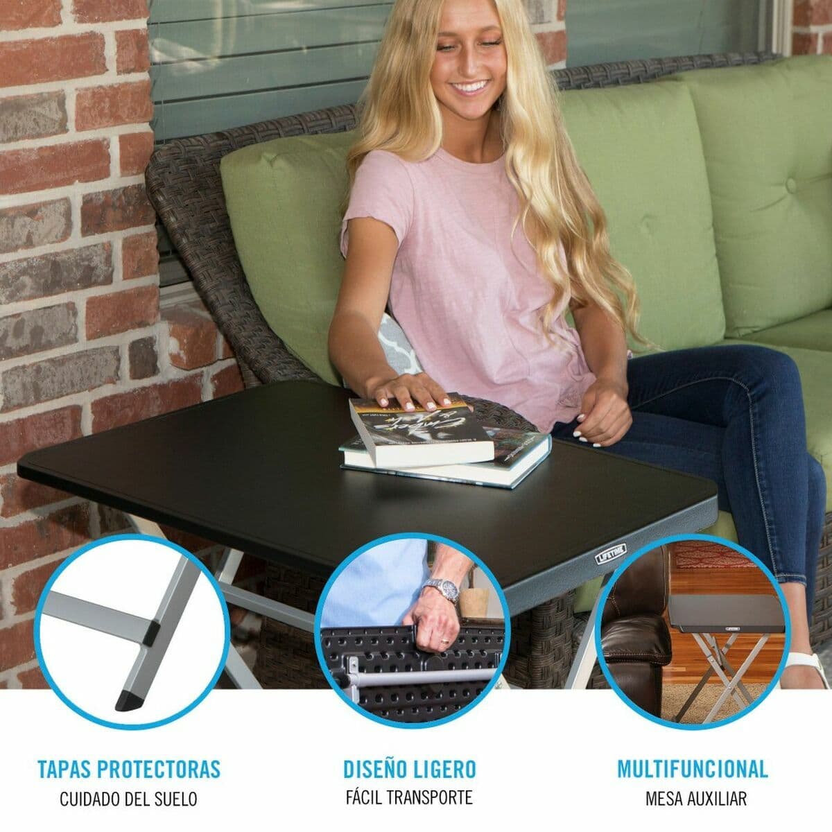 Fällbord Lifetime Svart Stål Plast 75 x 50,5 x 66 cm — thumbnail 2