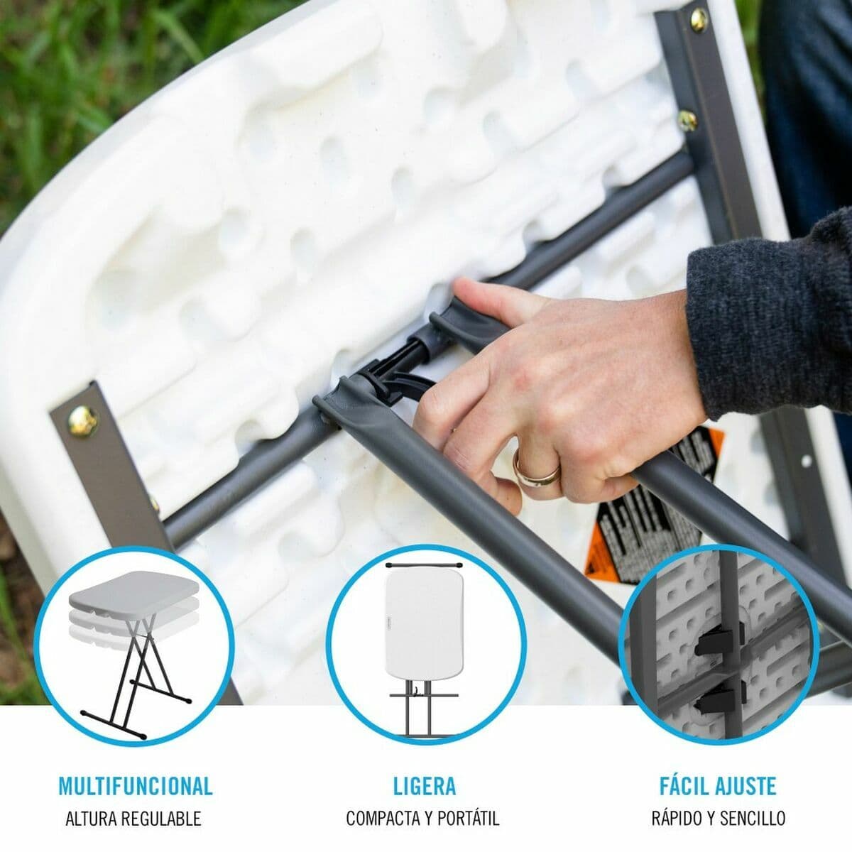 Fällbord Lifetime 66 x 71 x 46 cm Vit Stål HDPE — thumbnail 5