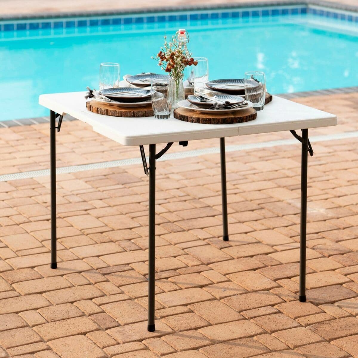 Fällbord Lifetime Vit Fyrkantig Stål Plast 86 x 86 x 74 cm — thumbnail 3