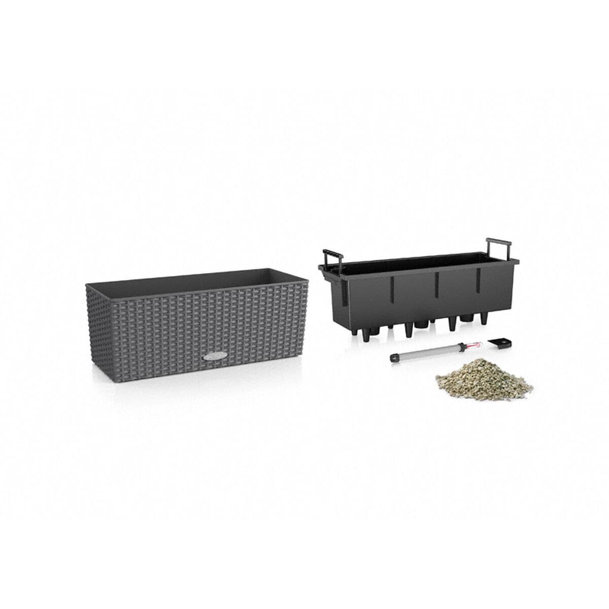 Kruka Lechuza Svart Grå polypropen — thumbnail 3