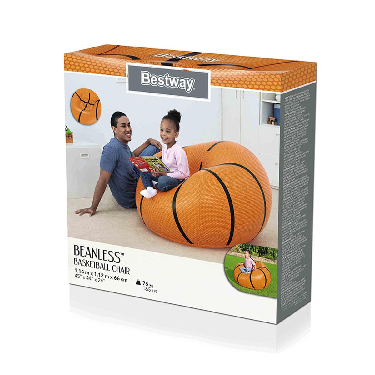 Bestway Stor uppblåsbar stol Basketboll 114x112x66 cm +6 år Inomhus och Trädgård 75103 — thumbnail 17