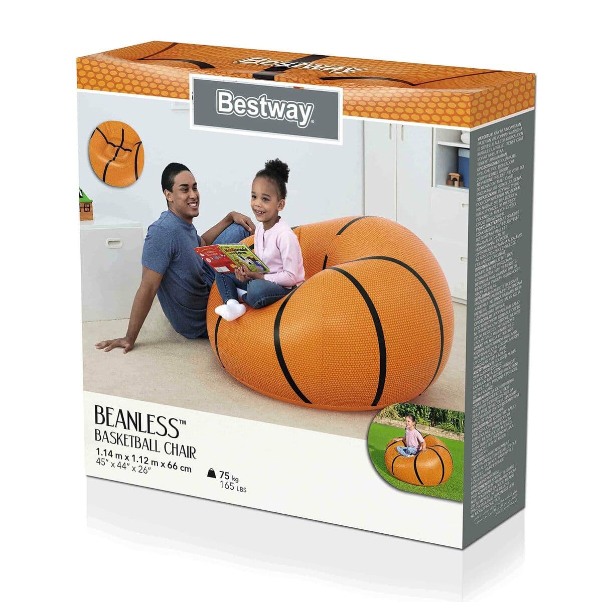 Bestway Stor uppblåsbar stol Basketboll 114x112x66 cm +6 år Inomhus och Trädgård 75103 — thumbnail 10