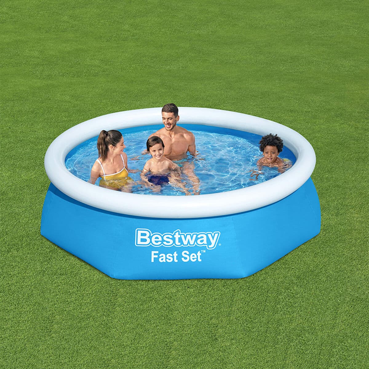 Bestway Uppblåsbart Pool Vuxen Ring med Filtreringsapparat 244x61 cm Trädgård 57450 — thumbnail 5