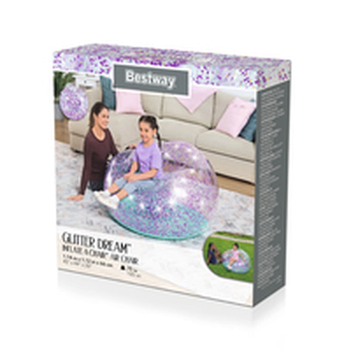 Bestway Jättestor Glitteruppblåsbar Stol 114x112x66 cm +6 År Inomhus och Trädgård 75115 — thumbnail 17