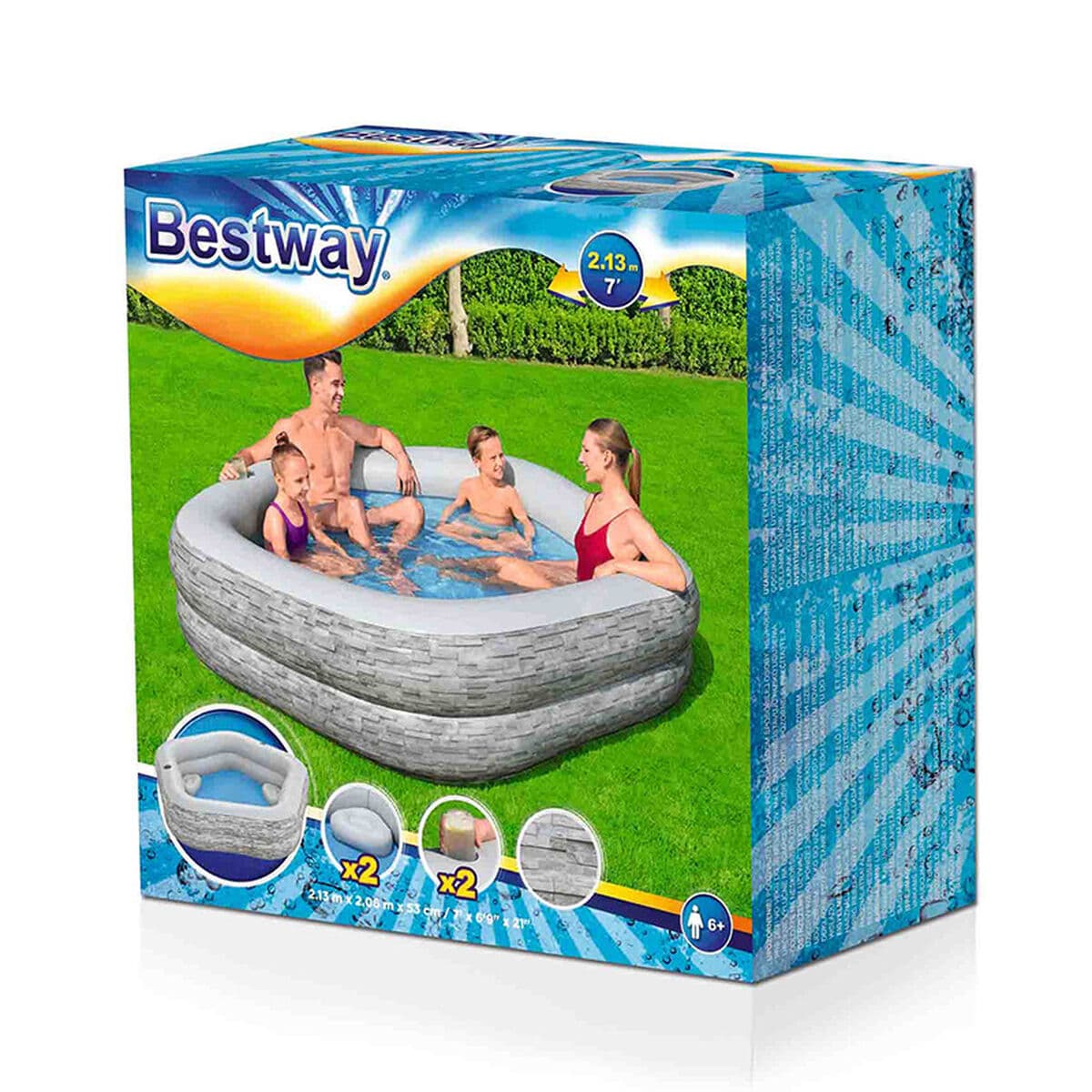 Bestway Uppblåsbar familjepool 213x206x53 cm +6 År Trädgård 54423 — thumbnail 4