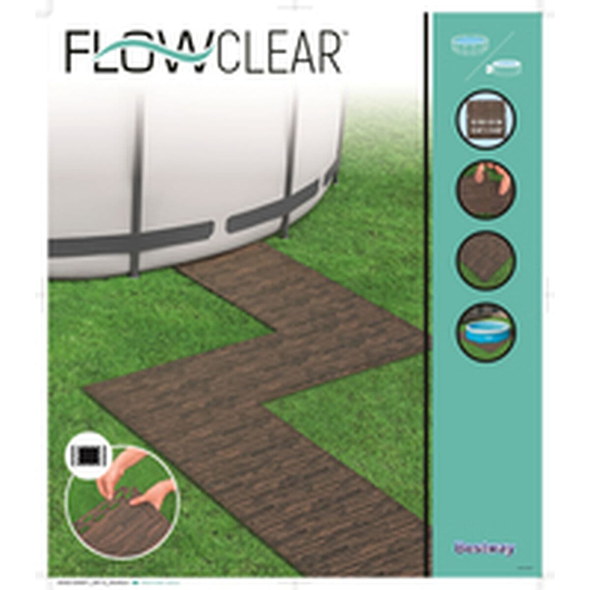 Bestway Pool Golv Skum Trästil Retractable 12 Stycken 50x50 cm Trädgård 58712 — thumbnail 3