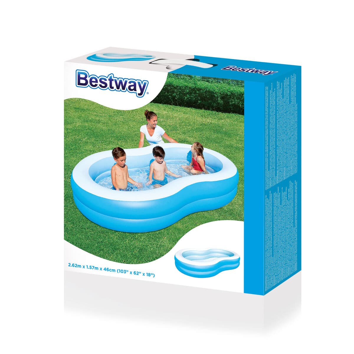 Bestway Uppblåsbar Pool 2 Kammare Stora Sjön 262x157x46 cm +3 År Trädgård 54117 — thumbnail 2