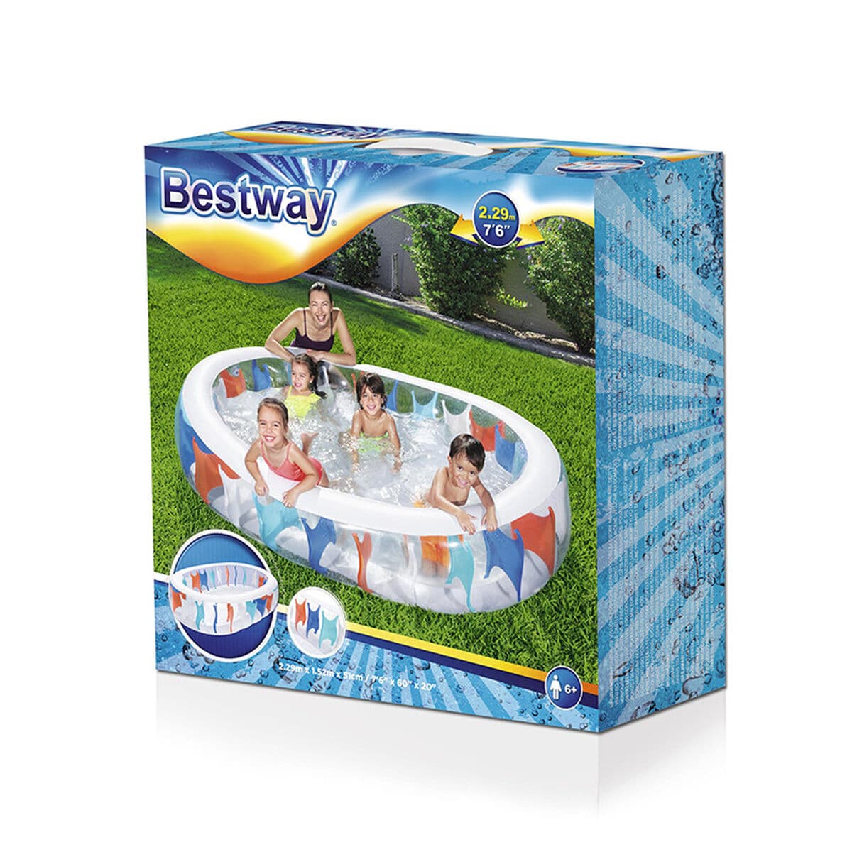 Bestway Uppblåsbar Oval Pool 229x152x51 cm +6 År Trädgård 54066 — thumbnail 3