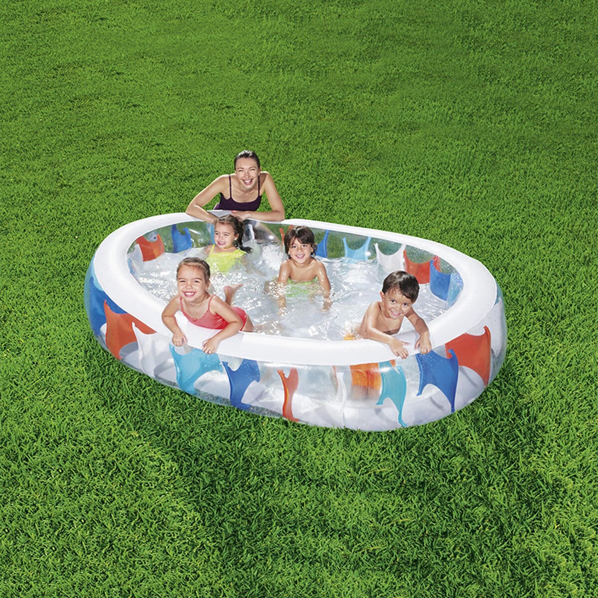 Bestway Uppblåsbar Oval Pool 229x152x51 cm +6 År Trädgård 54066 — thumbnail 5