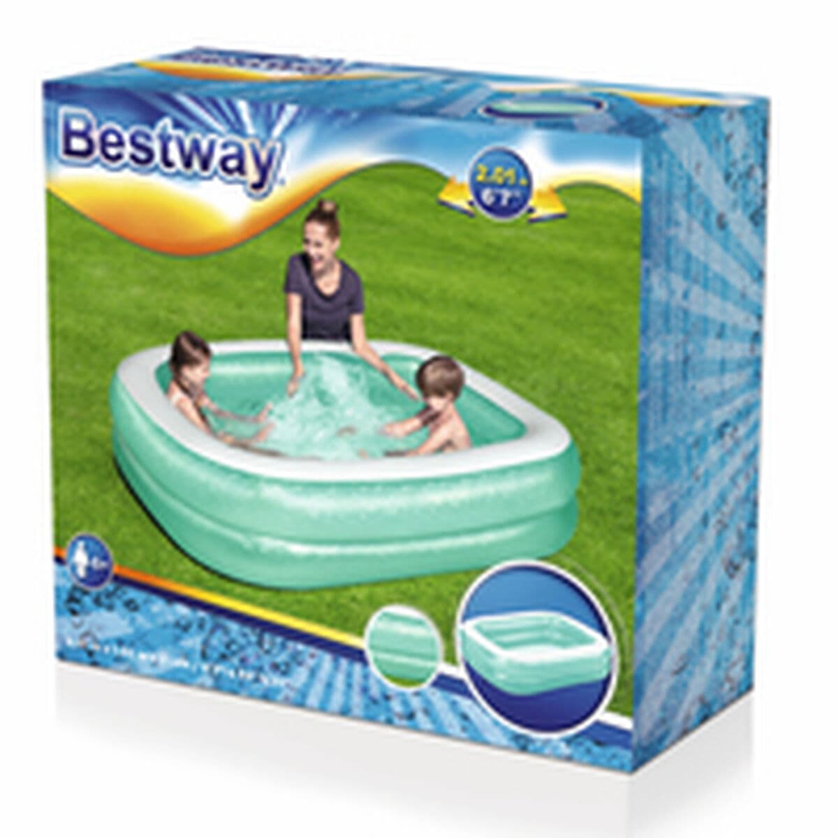 Bestway Uppblåsbar Pool 2 Kammare Rektangulär 201x150x51 cm +6 År Trädgård 54005 — thumbnail 8
