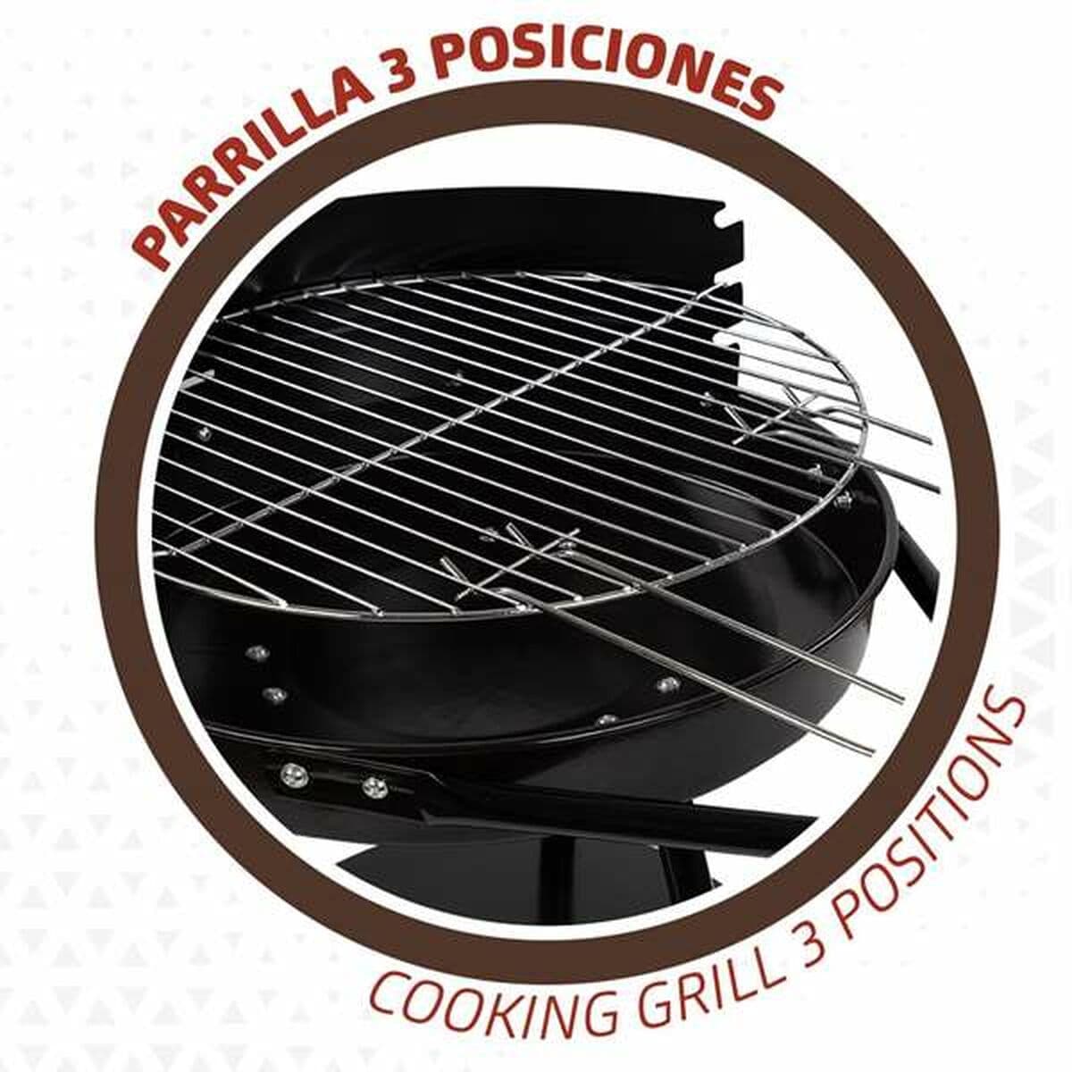 Kolgrill med hjul Aktive Textilene 42 x 76,5 cm Svart — thumbnail 3