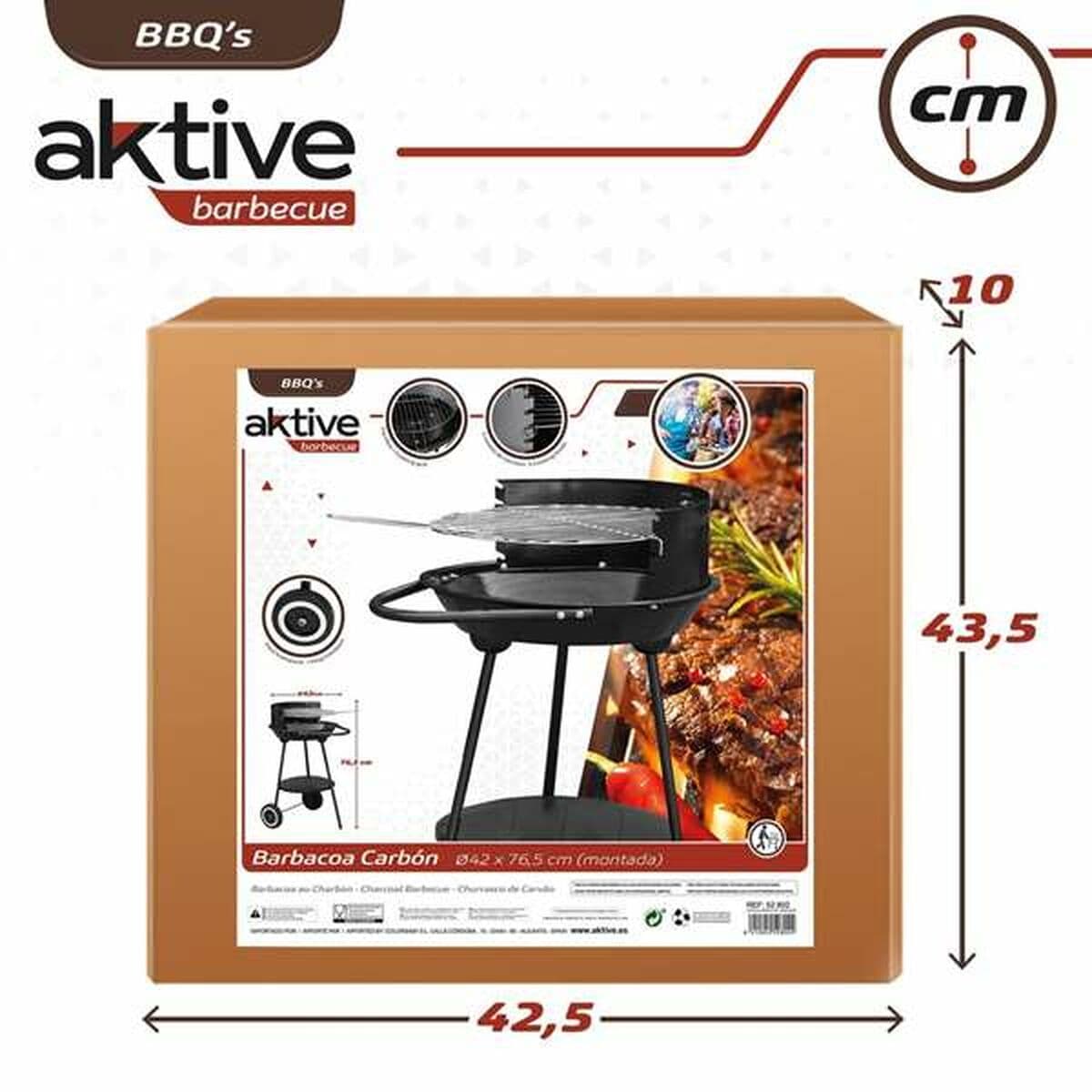 Kolgrill med hjul Aktive Textilene 42 x 76,5 cm Svart — thumbnail 6