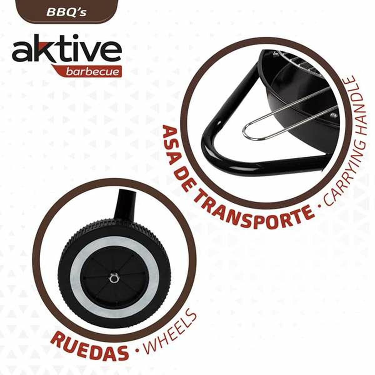 Kolgrill med hjul Aktive Textilene 42 x 76,5 cm Svart — thumbnail 2