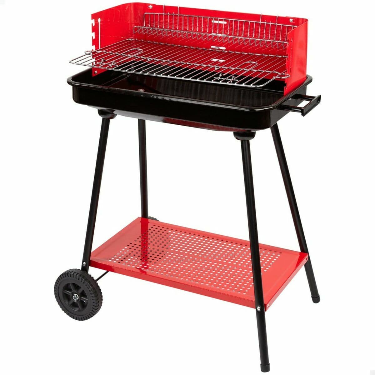 Kolgrill med hjul Aktive Stål Plast 66 x 44 x 85 cm Rektangulär Röd