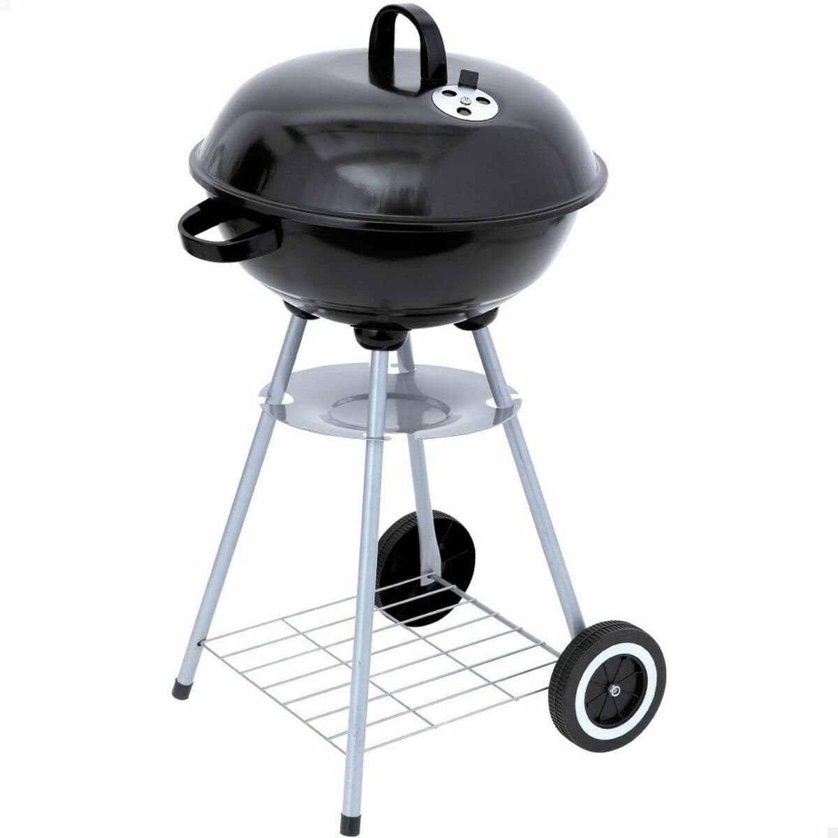 Kolgrill med hjul Aktive 46 cm Rund Svart Med lock
