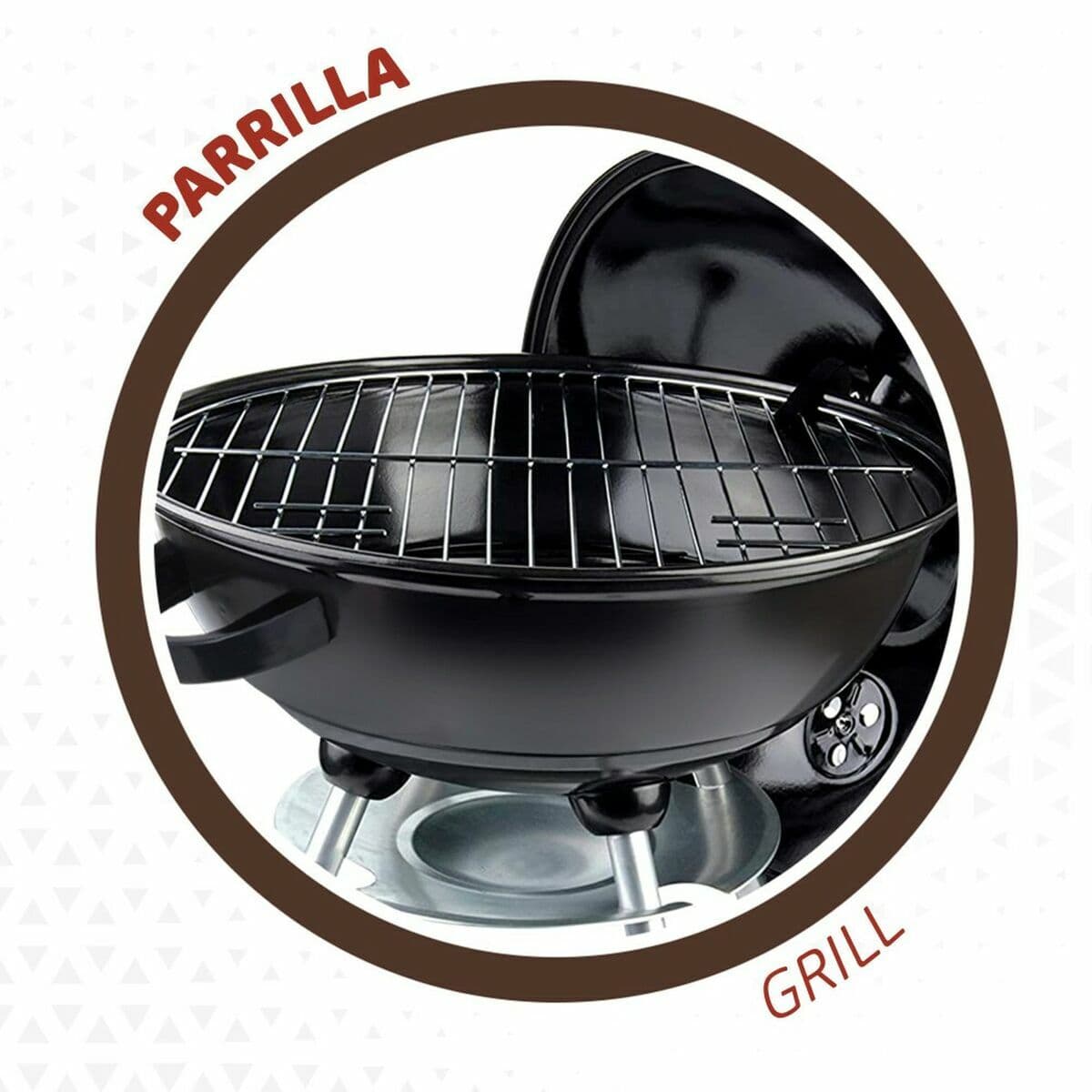 Kolgrill med hjul Aktive 46 cm Rund Svart Med lock — thumbnail 2