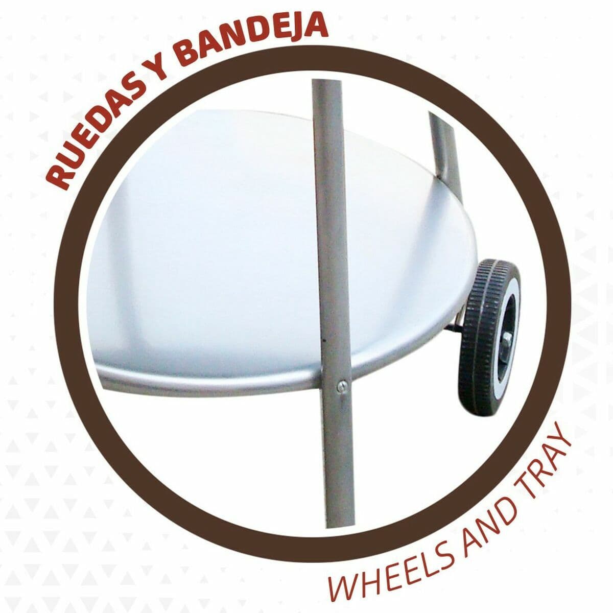 Kolgrill med hjul Aktive 51 x 51 x 82 cm Svart — thumbnail 3