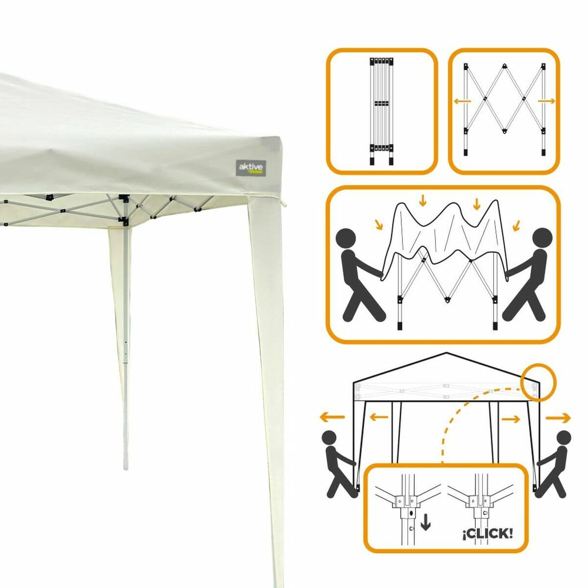 Gazebo Aktive Max-Air Vit 300 x 300 x 250 cm Tyg Stål — thumbnail 4