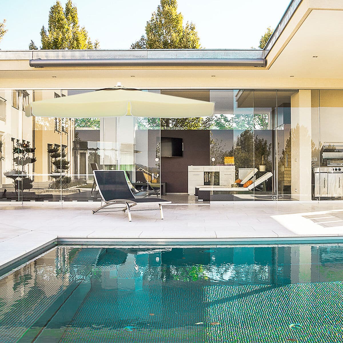 Marbueno Aluminium Parasoll 8 Spokes D270 cm Polyester Vit Trädgård, Pool och Terrass 10182 — thumbnail 2