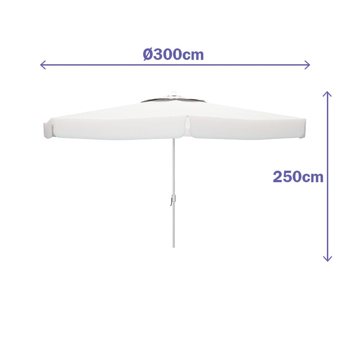 Napernyő Marbueno Vit Polyester Aluminium Ø 300 cm — thumbnail 4