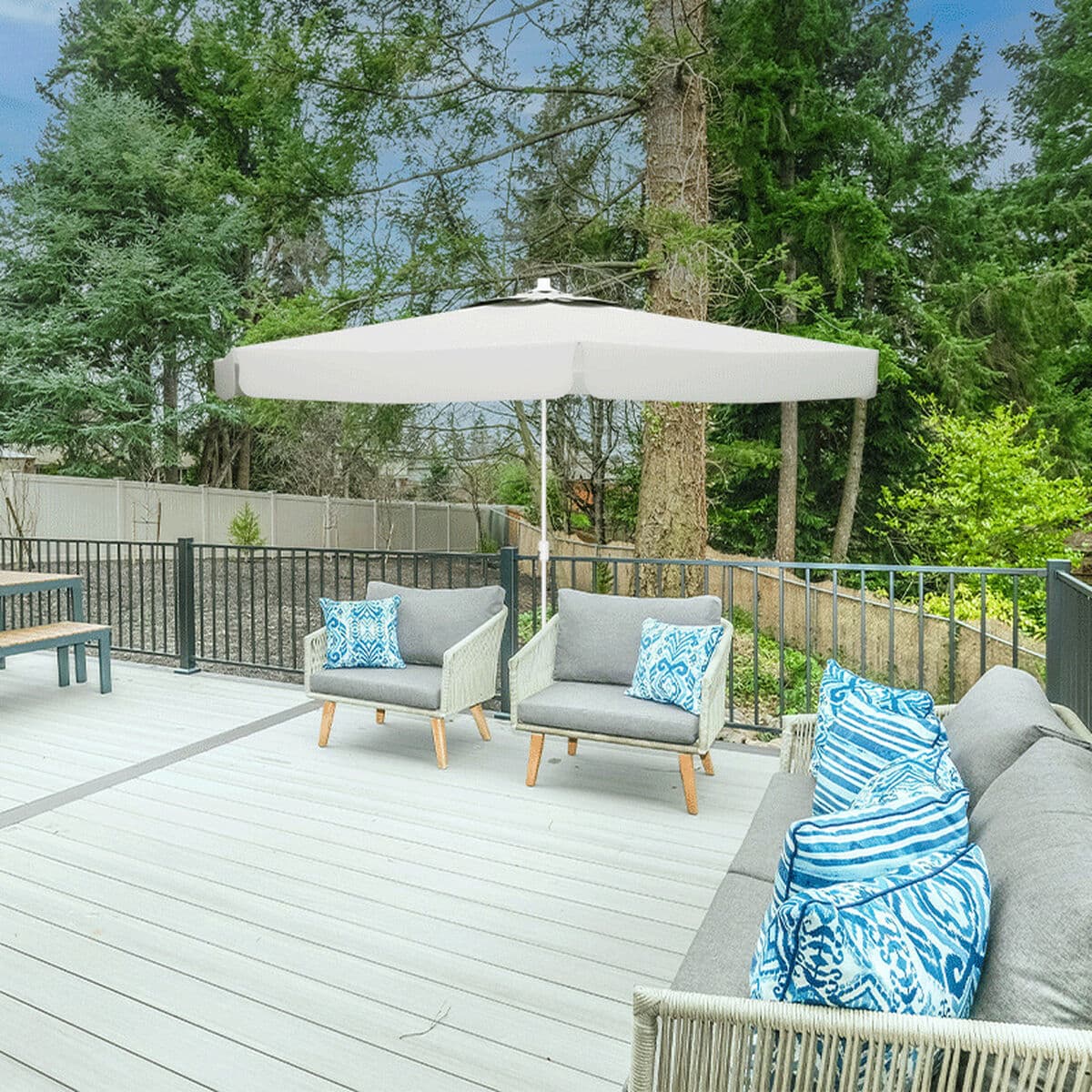 Napernyő Marbueno Vit Polyester Aluminium Ø 300 cm — thumbnail 2