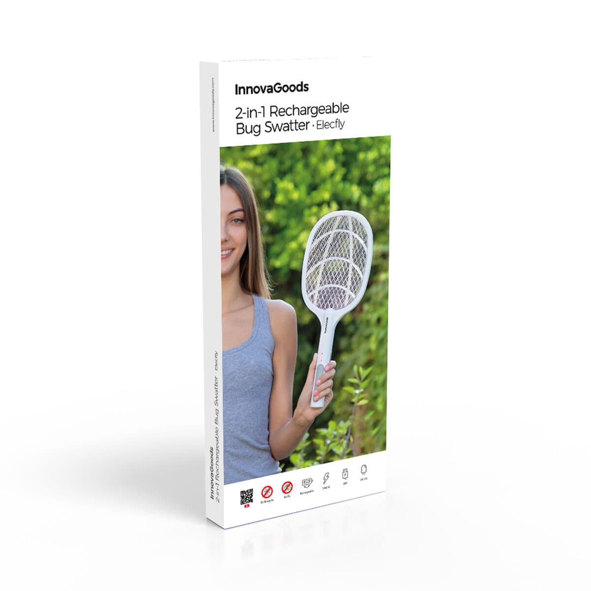 2-i-1 Uppladdningsbart Insektsdödande Racket med UV-ljus Elecfly InnovaGoods — thumbnail 2